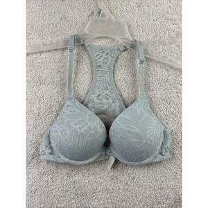 Pink Victorias‎ Secret Angels Push Up Lace Bra 32A Light Blue/Pink Racerback